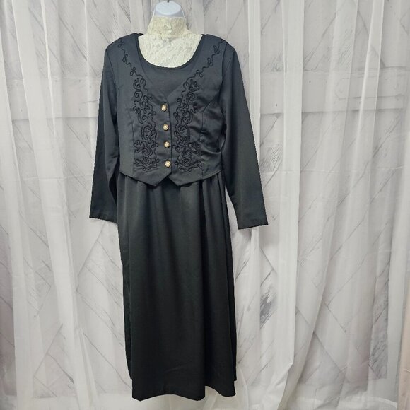 Vintage Basia Olive Green Layered Tie Back Maxi Goth Size 20W - Picture 13 of 13